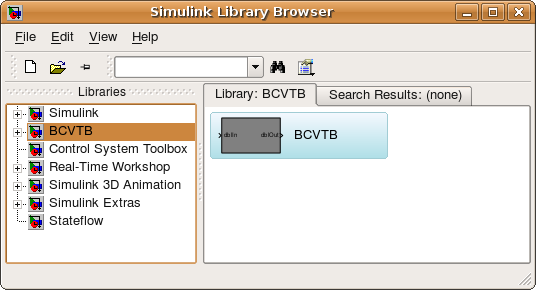 Simulink library with the block that connects to the BCVTB.
