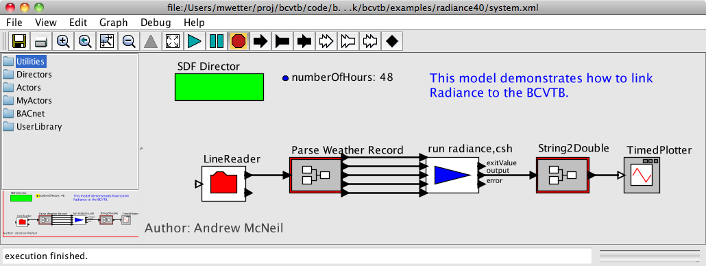 Ptolemy II system model that uses the SystemCommand actor to run Radiance.