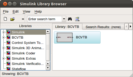 Simulink library with the block that connects to the BCVTB.