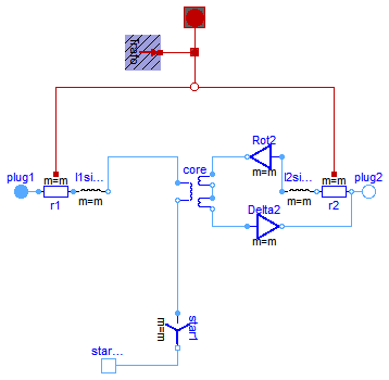 Modelica.Electrical.QuasiStationary.Machines.BasicMachines.Transformers.Yd.Yd09