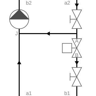 Injection circuit with two-way valve