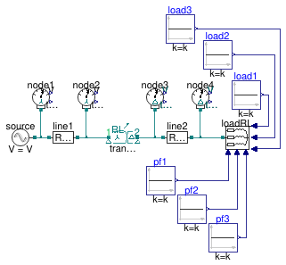 Buildings.Electrical.AC.ThreePhasesUnbalanced.Validation.IEEETests.Test4NodesFeeder.UnbalancedStepUp.YD