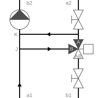 Injection circuit with three-way valve