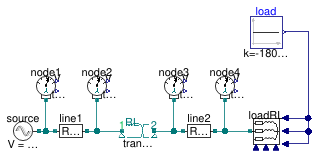 Buildings.Electrical.AC.ThreePhasesUnbalanced.Validation.IEEETests.Test4NodesFeeder.BalancedStepUp.YY