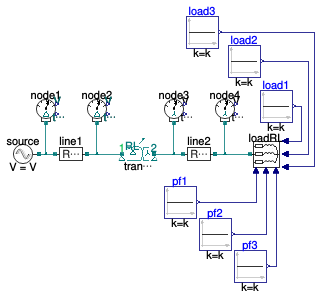 Buildings.Electrical.AC.ThreePhasesUnbalanced.Validation.IEEETests.Test4NodesFeeder.UnbalancedStepUp.DY