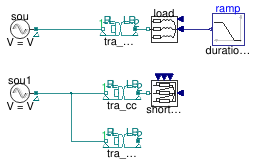 Buildings.Electrical.AC.ThreePhasesBalanced.Conversion.Examples.ACACTransformerFull