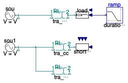 Buildings.Electrical.AC.OnePhase.Conversion.Examples.ACACTransformer