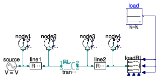 Buildings.Electrical.AC.ThreePhasesUnbalanced.Validation.IEEETests.Test4NodesFeeder.BalancedStepUp.YY