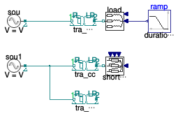 Buildings.Electrical.AC.ThreePhasesBalanced.Conversion.Examples.ACACTransformerFull