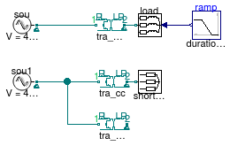 Buildings.Electrical.AC.ThreePhasesBalanced.Conversion.Examples.ACACTransformerFull