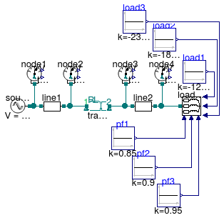 Buildings.Electrical.AC.ThreePhasesUnbalanced.Validation.IEEETests.Test4NodesFeeder.UnbalancedStepUp.YY