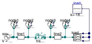 Buildings.Electrical.AC.ThreePhasesUnbalanced.Validation.IEEETests.Test4NodesFeeder.BalancedStepUp.YD