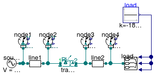 Buildings.Electrical.AC.ThreePhasesUnbalanced.Validation.IEEETests.Test4NodesFeeder.BalancedStepUp.DY