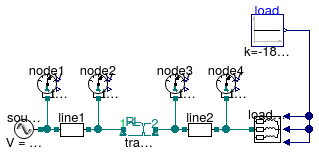 Buildings.Electrical.AC.ThreePhasesUnbalanced.Validation.IEEETests.Test4NodesFeeder.BalancedStepUp.YY