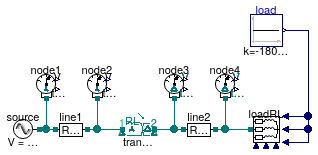 Buildings.Electrical.AC.ThreePhasesUnbalanced.Validation.IEEETests.Test4NodesFeeder.BalancedStepDown.YD