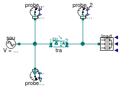 Buildings.Electrical.AC.ThreePhasesUnbalanced.Conversion.Examples.TransformerStepDownDY