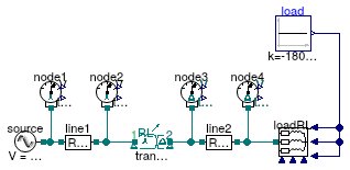 Buildings.Electrical.AC.ThreePhasesUnbalanced.Validation.IEEETests.Test4NodesFeeder.BalancedStepUp.YD