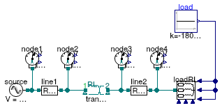 Buildings.Electrical.AC.ThreePhasesUnbalanced.Validation.IEEETests.Test4NodesFeeder.BalancedStepUp.YY