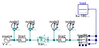 Buildings.Electrical.AC.ThreePhasesUnbalanced.Validation.IEEETests.Test4NodesFeeder.BalancedStepUp.DY