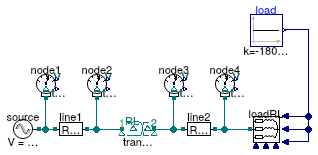 Buildings.Electrical.AC.ThreePhasesUnbalanced.Validation.IEEETests.Test4NodesFeeder.BalancedStepUp.DD