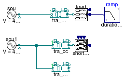 Buildings.Electrical.AC.ThreePhasesBalanced.Conversion.Examples.ACACTransformerFull