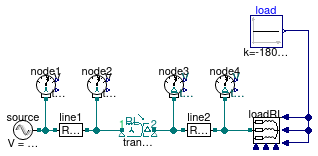 Buildings.Electrical.AC.ThreePhasesUnbalanced.Validation.IEEETests.Test4NodesFeeder.BalancedStepDown.YD