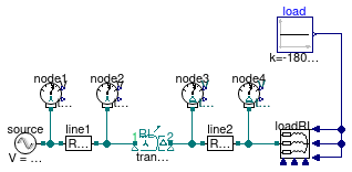 Buildings.Electrical.AC.ThreePhasesUnbalanced.Validation.IEEETests.Test4NodesFeeder.BalancedStepUp.YD