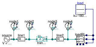 Buildings.Electrical.AC.ThreePhasesUnbalanced.Validation.IEEETests.Test4NodesFeeder.BalancedStepUp.DD